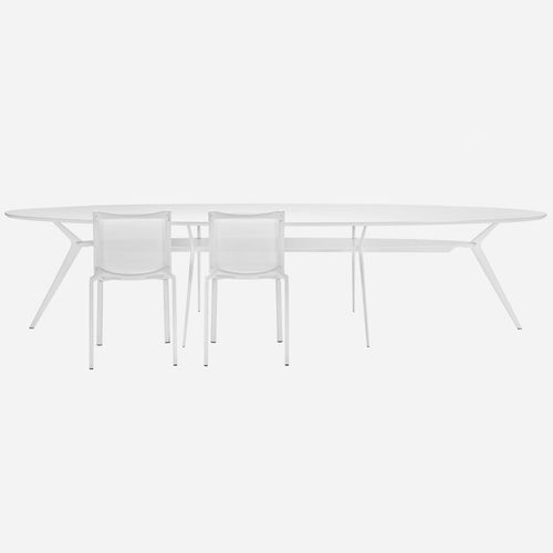 Moderner Couchtisch - BIPLANE / 406 - ALIAS - lackiertes MDF / Gestell aus Aluminiumguss / oval