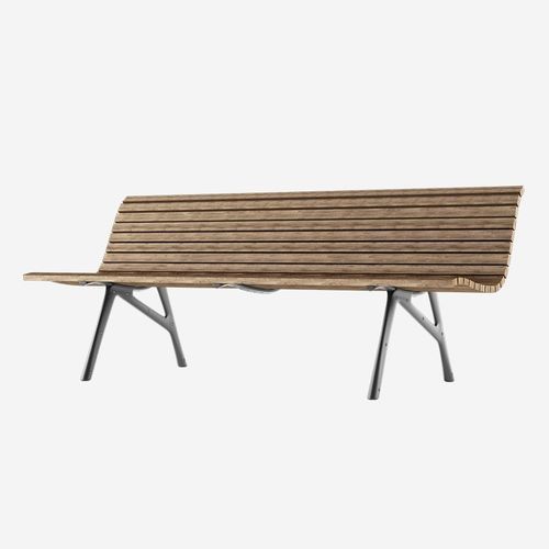 Moderne Gartenbank - M22_O - ALIAS - Teakholz / Esche / Aluminiumguss