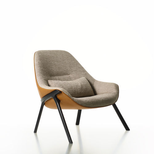 Moderner Sessel - GRAN KOBI / 038 - ALIAS - Stoff / Leder / lackiertes Aluminium