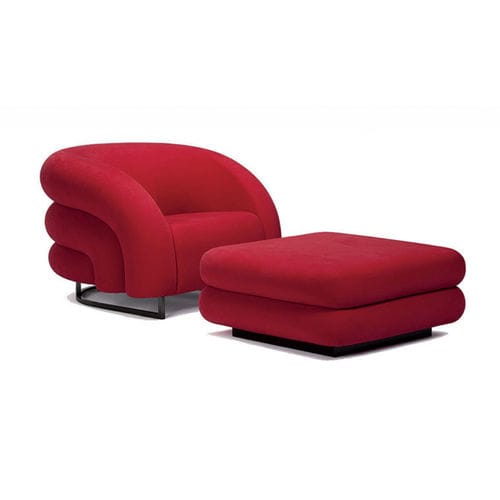 Moderner Sessel - BALOON - Giorgio Armani Casa - Leder / Stoff / mit Fußstütze