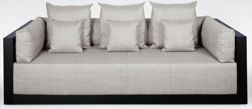 Modernes Sofa - SYDNEY - Giorgio Armani Casa - schwarz / Eiche / 3 Plätze