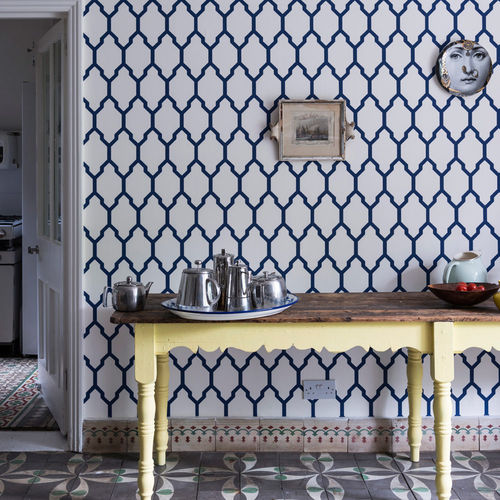 Moderne Tapete - TESSELLA series - Farrow & Ball - mit geometrischen Motiven / Stoffoptik / 3D-Effekt