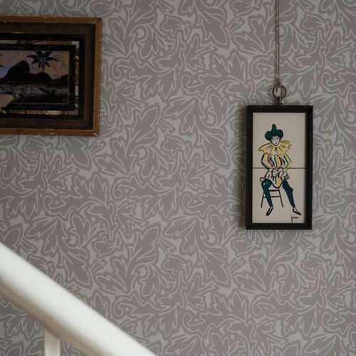 Klassische Tapete - FEUILLE series - Farrow & Ball - Naturmotiv / Stoffoptik / rot