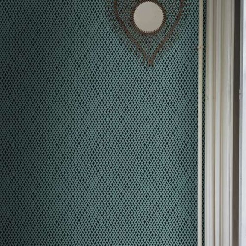 Moderne Tapete - AMIME  - Farrow & Ball - geometrisches Muster / Metallefekt / weiß