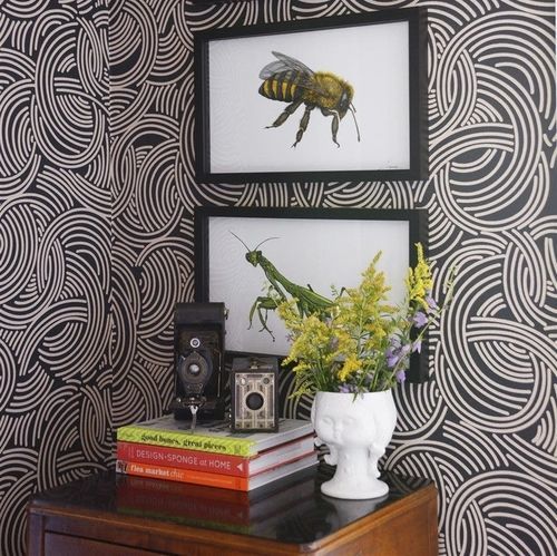 Tapete / Art Deco - TOURBILLON series - Farrow & Ball - geometrisches Muster / grün / braun