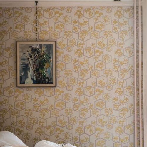 Moderne Tapete - SHOUCHIKUBAI series - Farrow & Ball - geometrisches Muster / gelb / braun