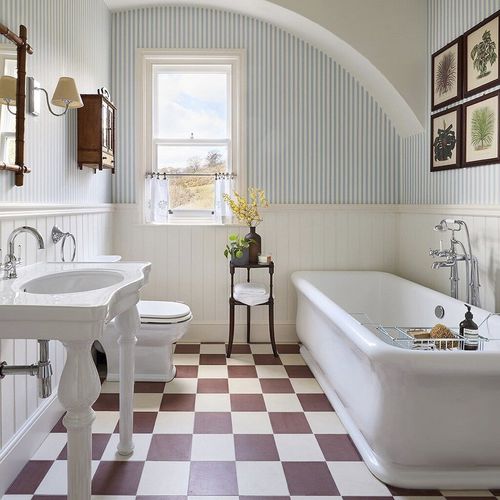 Klassische Tapete - CLOSET STRIPE - Farrow & Ball - Streifenmuster / Stoffoptik / weiß