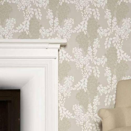 Moderne Tapete - WISTERIA series - Farrow & Ball - Blumenmotiv / gelb / rot