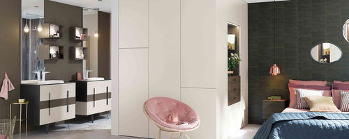Doppelter Waschtisch-Unterschrank - AMBIANCE ÉLÉGANCE - Mobalpa - freistehend / Laminat / modern