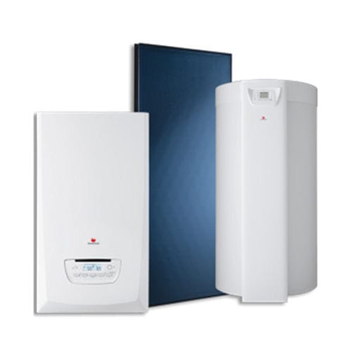 Gas-Heizkessel - THEMAPLUS CONDENS + HELIOSET - Saunier Duval - Solar / mit thermischer Solaranlage / wandmontiert