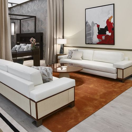 Moderner Couchtisch - BUCI - HUGUES CHEVALIER - lackiertes Holz / Leder / Marmor