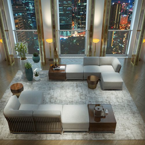 Modulsofa - FLEURUS - HUGUES CHEVALIER - modern / Stoff / grau