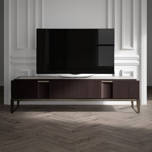 Modernes Fernsehmöbel - PARIS - HUGUES CHEVALIER - lowboard / Holz / Metall