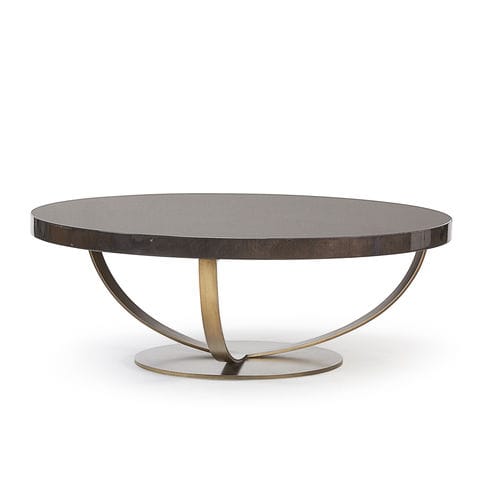 Moderner Couchtisch - CANNES - HUGUES CHEVALIER - Holz / Metall / rund