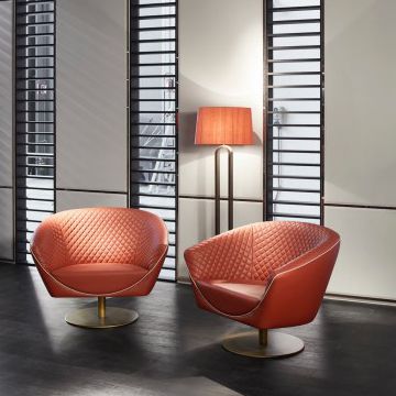 Moderner Sessel - ALEX - HUGUES CHEVALIER - Leder / Stoff / Metall