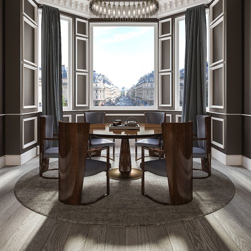 Moderner Esstisch - RIVIERA - HUGUES CHEVALIER - Holz / rund / für Privatgebrauch