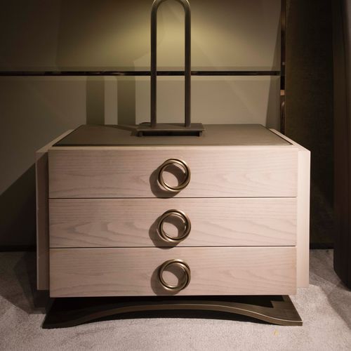 Moderner Nachttisch - HAUSSMANN - HUGUES CHEVALIER - Holz / Metall / Leder