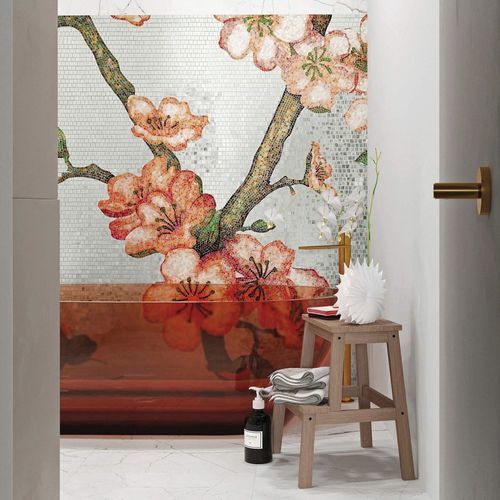 Glasmosaikfliese - PEACHTREE ORO BIANCO - BISAZZA - Hochglanz / für den Innenraum / für Küche