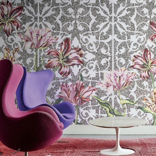 Glasmosaikfliese - TULIPS GREY - BISAZZA - Hochglanz / für den Innenraum / für Wohnzimmer