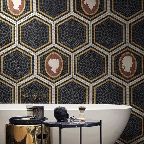 Marmor-Mosaikfliese - PIAZZA SCALA NERO CAMEO - BISAZZA - Hochglanz / für den Innenraum / für Wohnzimmer