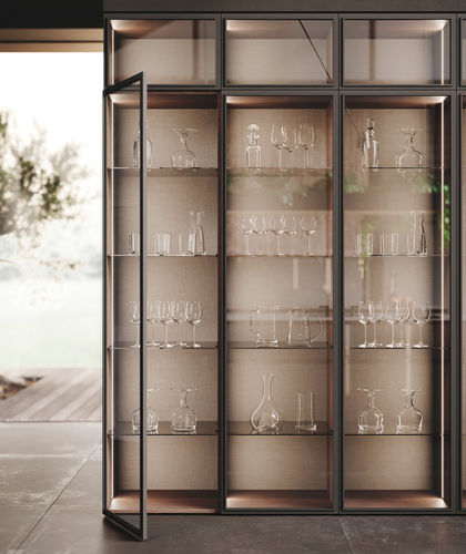 Moderne Vitrine - MANTIS - BINOVA S.p.A. - Rauchglas / lackiertes Aluminium / Laminat
