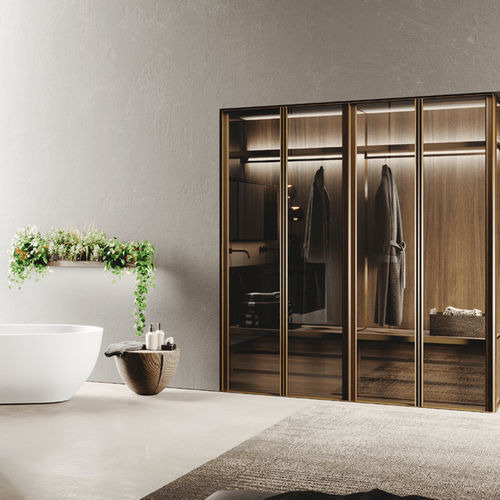 Moderner begehbarer Kleiderschrank - AVOLA GRES - BINOVA S.p.A. - Holz / Rauchglas / Aluminium