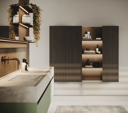 Badezimmer-Schrank / mit integrierter Beleuchtung - BLUNA LACCATO OPACO - BINOVA S.p.A. - modern / für Privatgebrauch / Holz