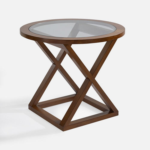 Moderner Nachttisch - JAMAICA - Ralph Lauren Home - Hartglas / Gestell aus Kirschbaumholz / rund