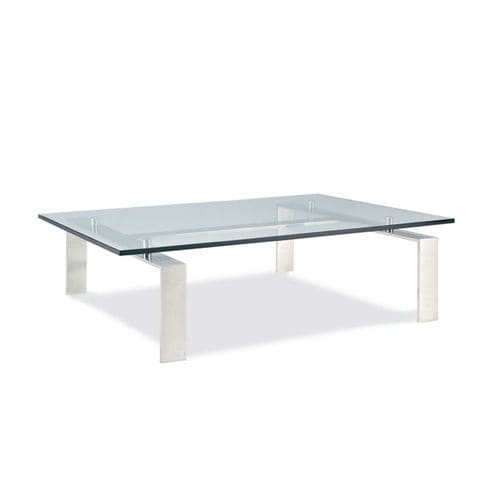 Moderner Couchtisch - PALL MALL  - Ralph Lauren Home - Hartglas / Gestell aus poliertem Edelstahl / rechteckig