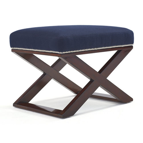 Klassischer Hocker - COTE D'AZUR  - Ralph Lauren Home - Gestell aus Holz / Polster / blau