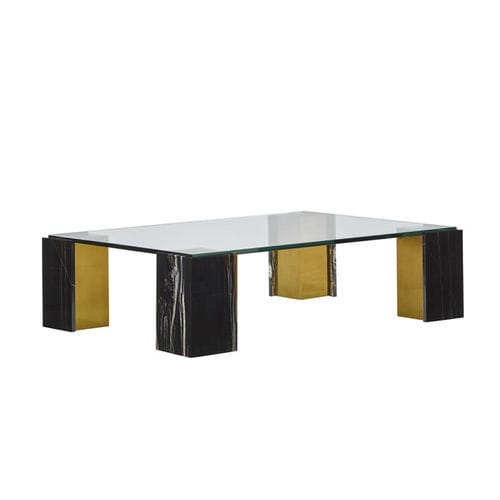 Moderner Couchtisch - GARRON - Ralph Lauren Home - Glas / Gestell aus Messing / rechteckig