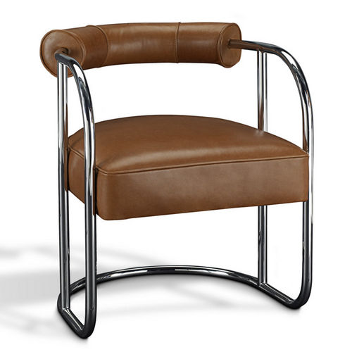 Moderner Esszimmerstuhl - CITY MODERN - Ralph Lauren Home - für den Innenraum / Leder / Gestell aus rostfreiem Edelstahl