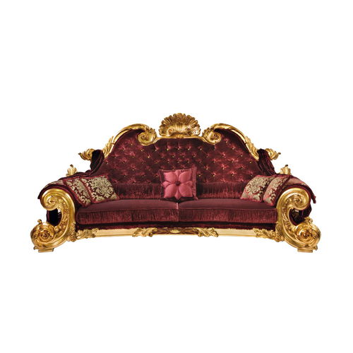 Neobarock-Sofa - 3606DV3B - COLOMBO STILE - Stoff / rot / Massivholz