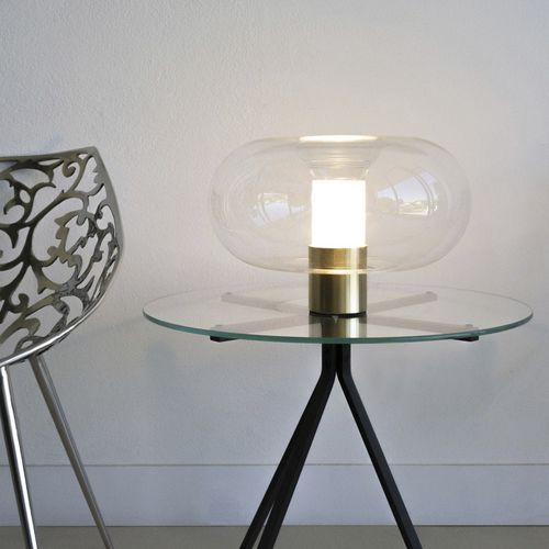 Tischlampe - FONTANELLA MEDIUM - FontanaArte - Metall / geblasenes Glas / Satin