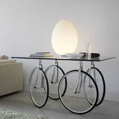 Designtisch / originell - TOUR - FontanaArte - Glas / Gestell aus rostfreiem Edelstahl / quadratisch