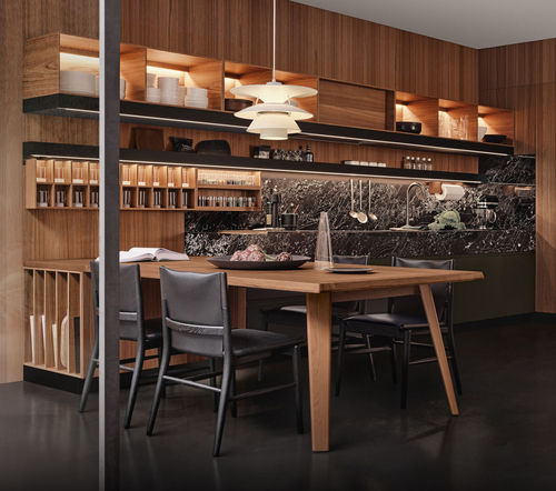 Marmor-Küche - CONVIVIUM & PENINSULA & WIC - Arclinea - modern / Nussbaum / Teakholz