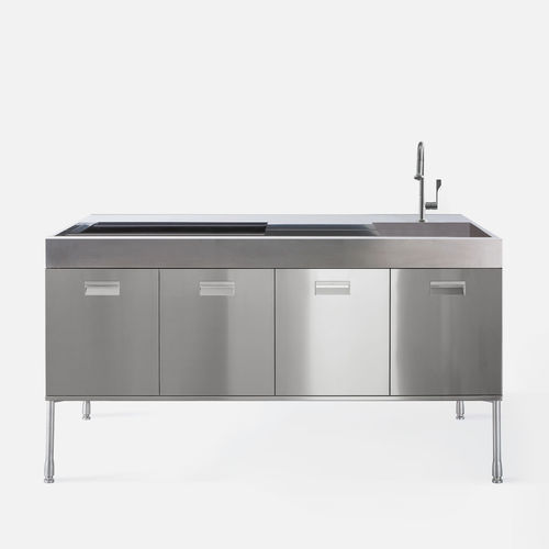 Edelstahl-Kücheninsel - ARTUSI - Arclinea - Kochplatte / mit integriertem Griff