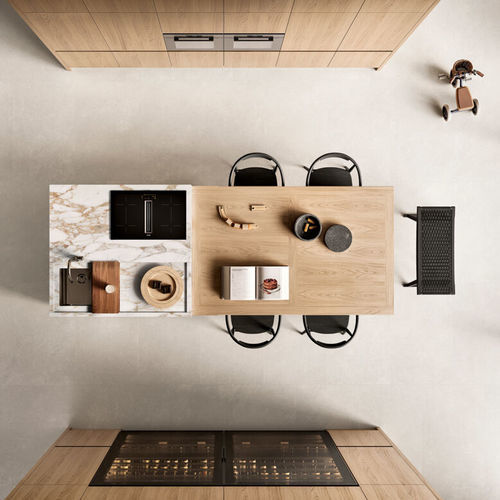 Küche mit Halbinsel - ERA SYSTEM - Arclinea - modern / Holz / Stein