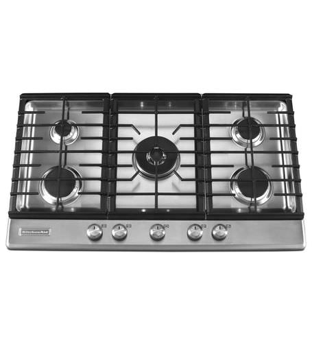 Gaskochfeld - KFGS366VSS - KitchenAid - mit 5 Kochfeldern / Einbau / mit Drehknöpfen