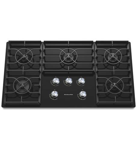 Gaskochfeld - KGCC566RBL - KitchenAid - mit 5 Kochfeldern / Einbau / mit Drehknöpfen