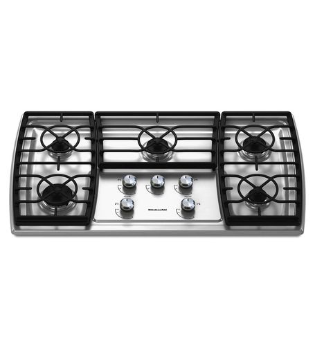 Gaskochfeld - KGCK366VSS - KitchenAid - mit 5 Kochfeldern / Einbau / mit Drehknöpfen