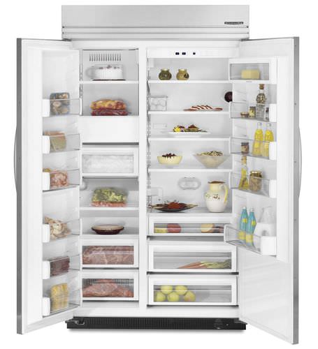 Amerikanischer Kühlschrank - KSSO42FTX - KitchenAid - für Privatgebrauch / Einbau / Holz