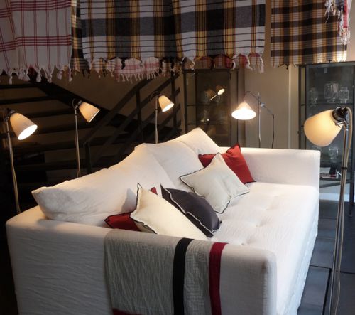 Bettsofa - THALA - CARAVANE - modern / Stoff / weiß