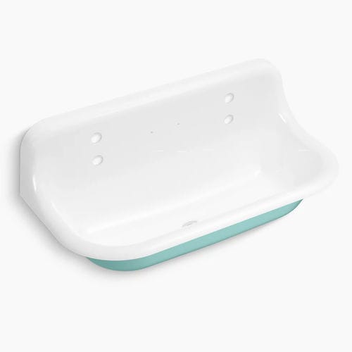 Wand-Waschbecken - BROCKWAY™ - Kohler - Gusseisen / rechteckig / 2-Loch