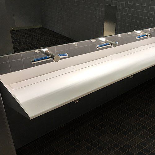 Wand-Waschbecken - WEDGE™ : 9160 - Neo-Metro - Edelstahl / Mineralwerkstoff / Mehrfach