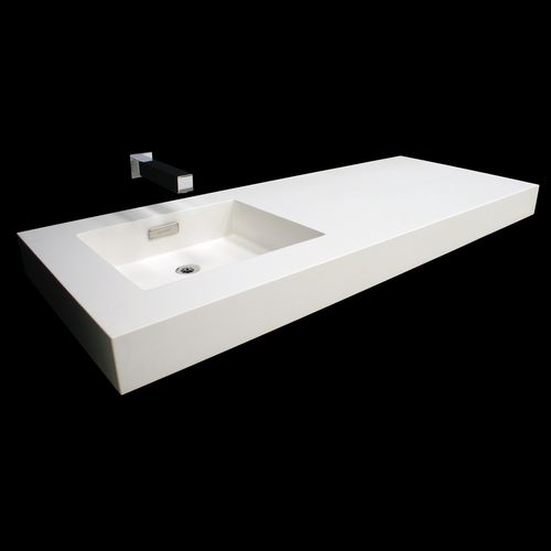 Wand-Waschbecken - SLAB : 9113 - 9115 - Neo-Metro - Mineralwerkstoff / mit integrierter Waschtischplatte / rechteckig