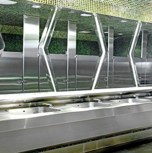Wand-Waschbecken - SYSTEM M2 : 8981  - Neo-Metro - Edelstahl / mit verstellbarem Spiegel / Mehrfach