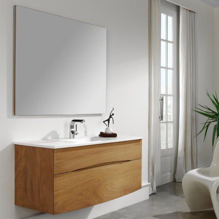 Wandhängender Waschtisch-Unterschrank - IROKO1200 - ottofond - Holz / modern / mit Spiegel