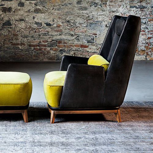 Moderner Sessel - 430 OPERA - Vibieffe - Leder / Stoff / mit Fußstütze