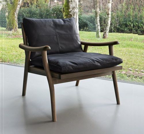Moderner Sessel - 1000 FAST - Vibieffe - Leder / Stoff / Nussbaum
